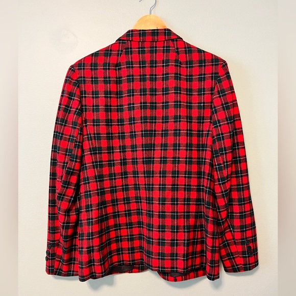 Vintage Holiday Plaid Wool Pendleton Blazer - Picture 4 of 6